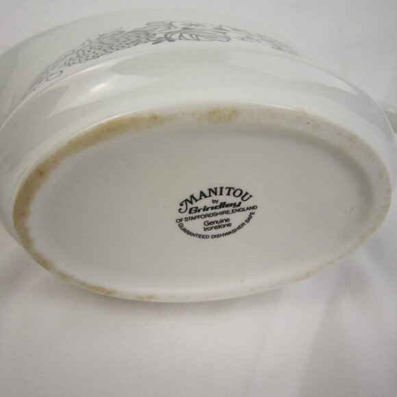 Grindley Ironstone Manitou Gravy Boat White and Black Floral - Picture 4 of 8